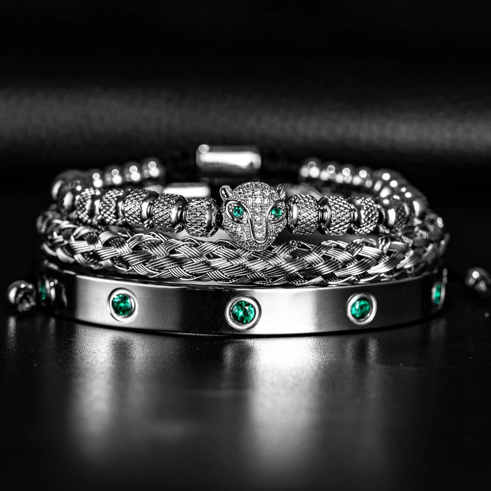 EMERALD LEOPARD HEAD - WHITE GOLD - JULIVNO