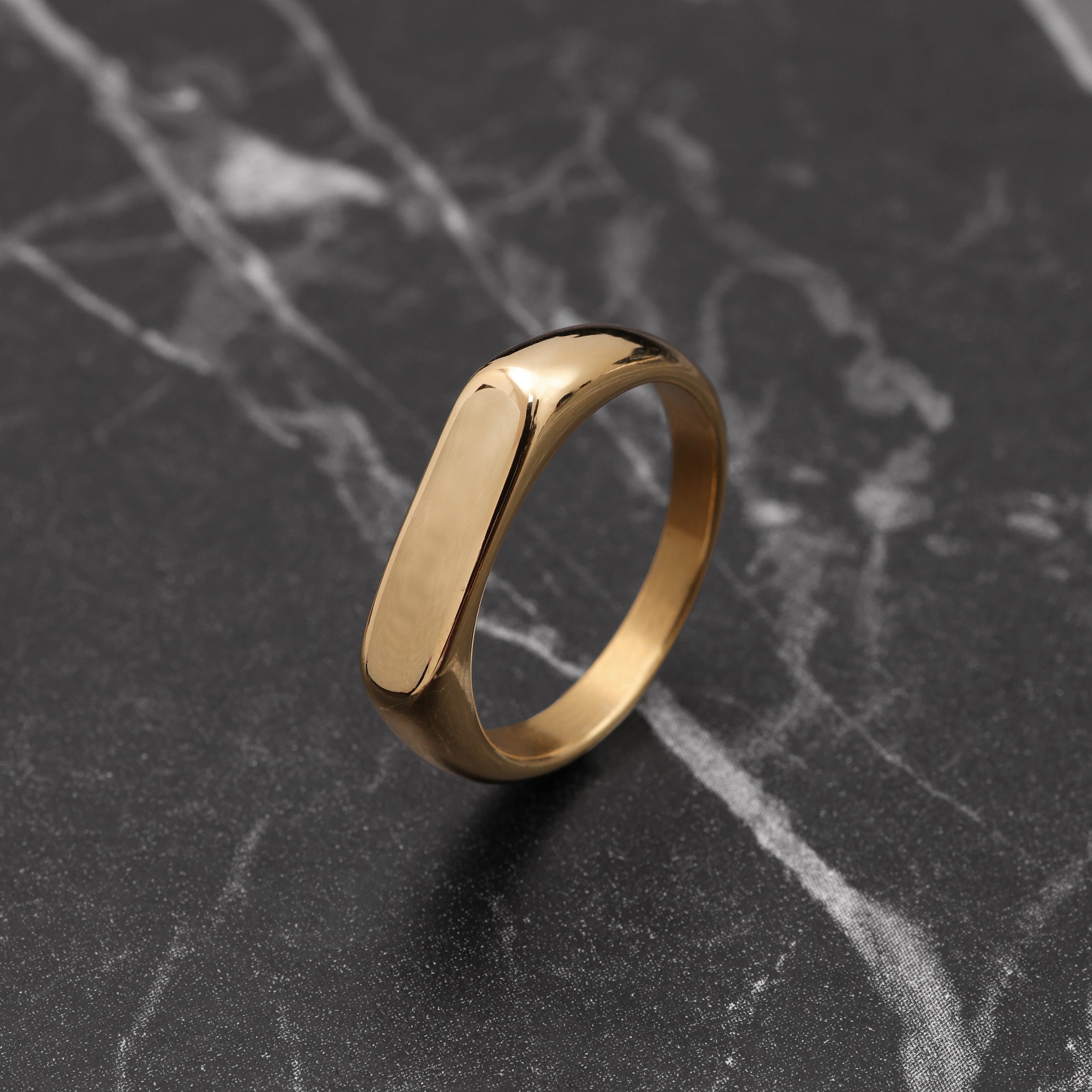 Close-up of Gold Plated Minimal Ring showing smooth minimalist band design