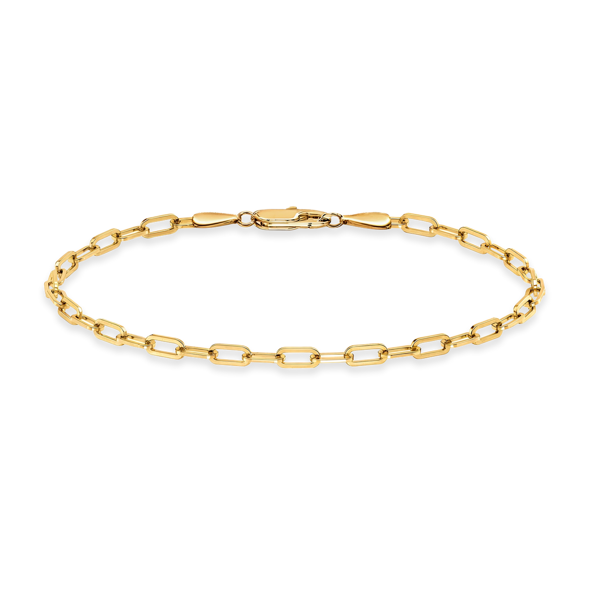 18K Gold Plated Paperclip Bracelet 3mm featuring a minimalist open-link chain design, premium men’s bracelet front view