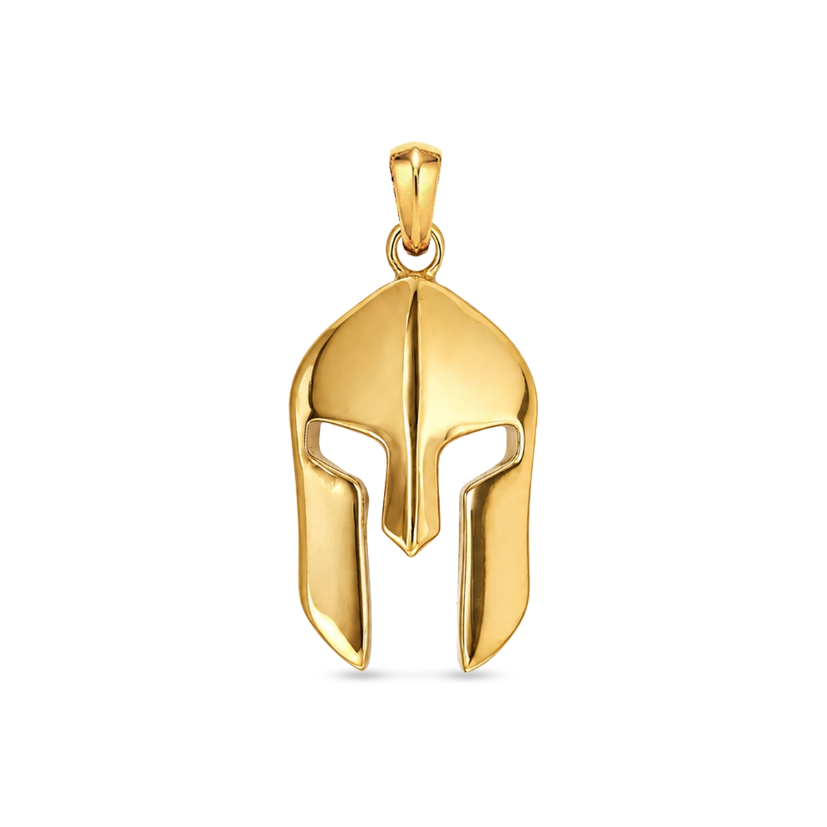 18K Gold Plated Spartan Pendant 30mm featuring an ancient Greek warrior helmet design, premium men’s statement pendant front view
