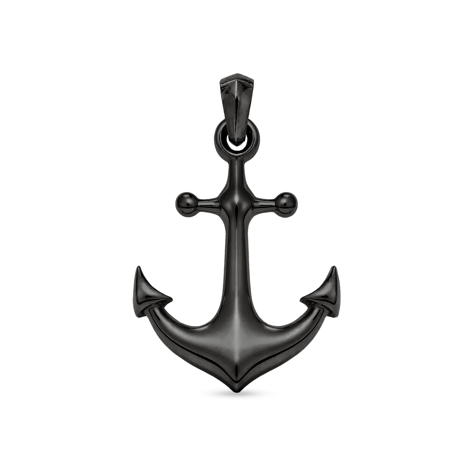Men’s Black Rhodium Plated anchor pendant 34mm with refined maritime design, Julivno