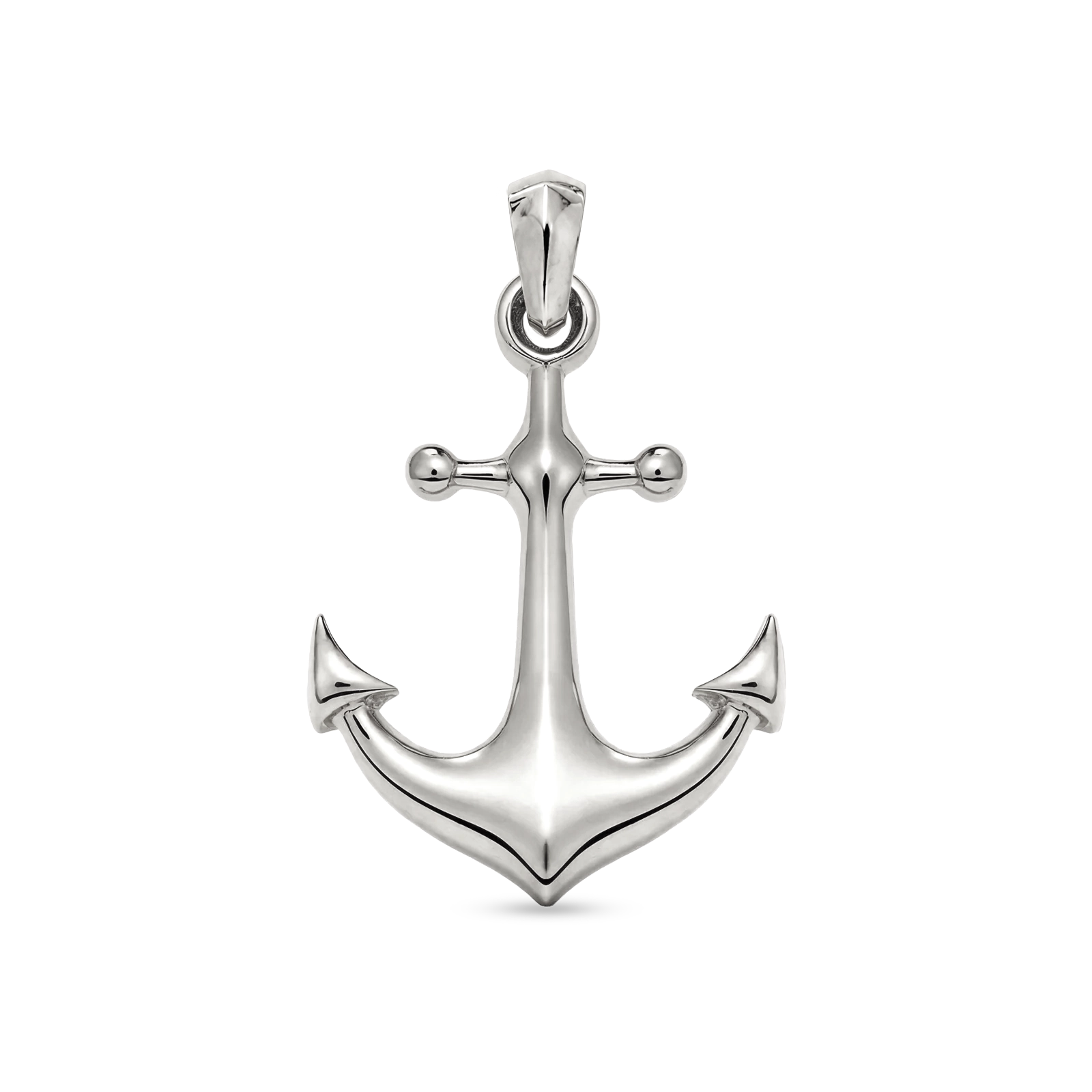 Men’s White Gold Plated anchor pendant 34mm with refined maritime design, Julivno