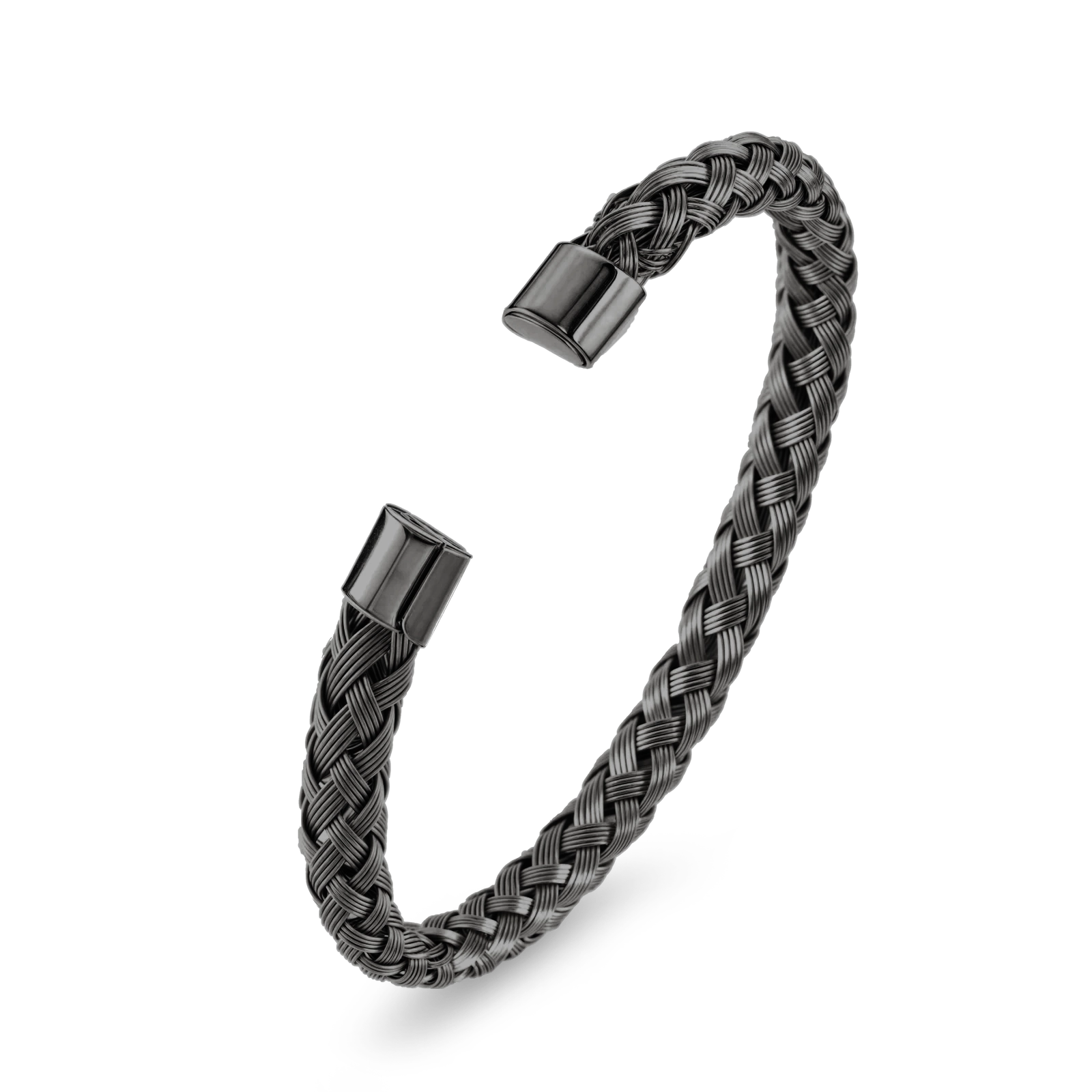 Men’s luxury cable cuff bracelet 7.5mm with Black Rhodium Plated finish, Julivno