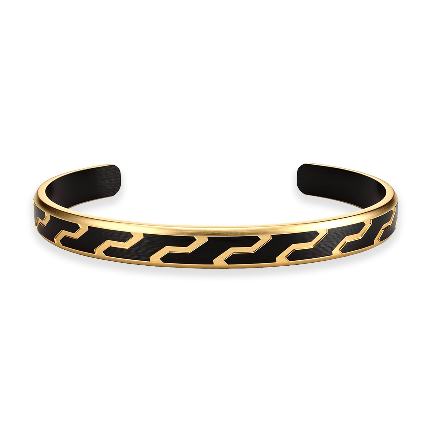 Men’s luxury cuff bracelet 8.5mm with Black Rhodium Plated finish and 18K Gold detailing, Julivno
