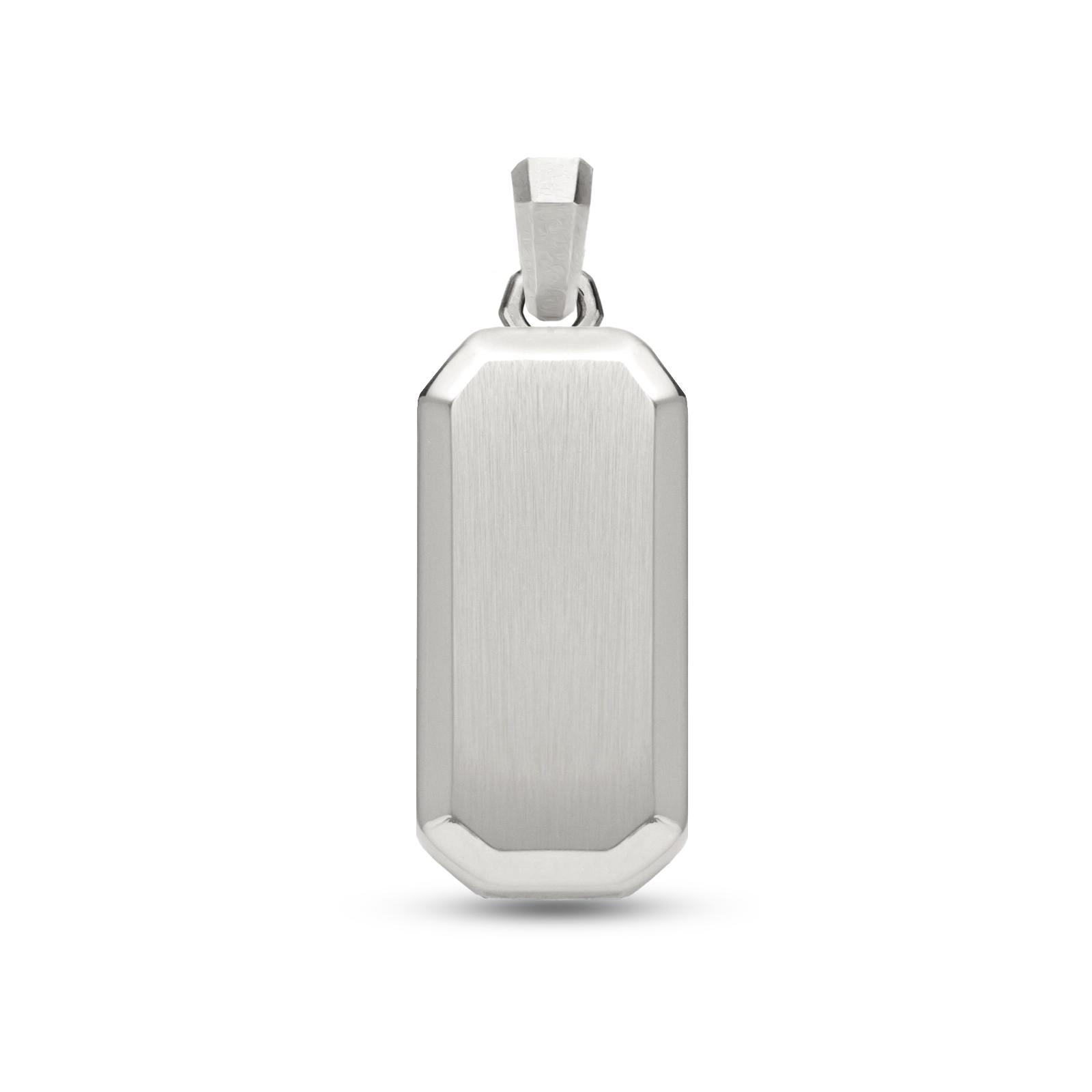 Men’s White Gold Plated rectangle pendant with brushed finish, Julivno