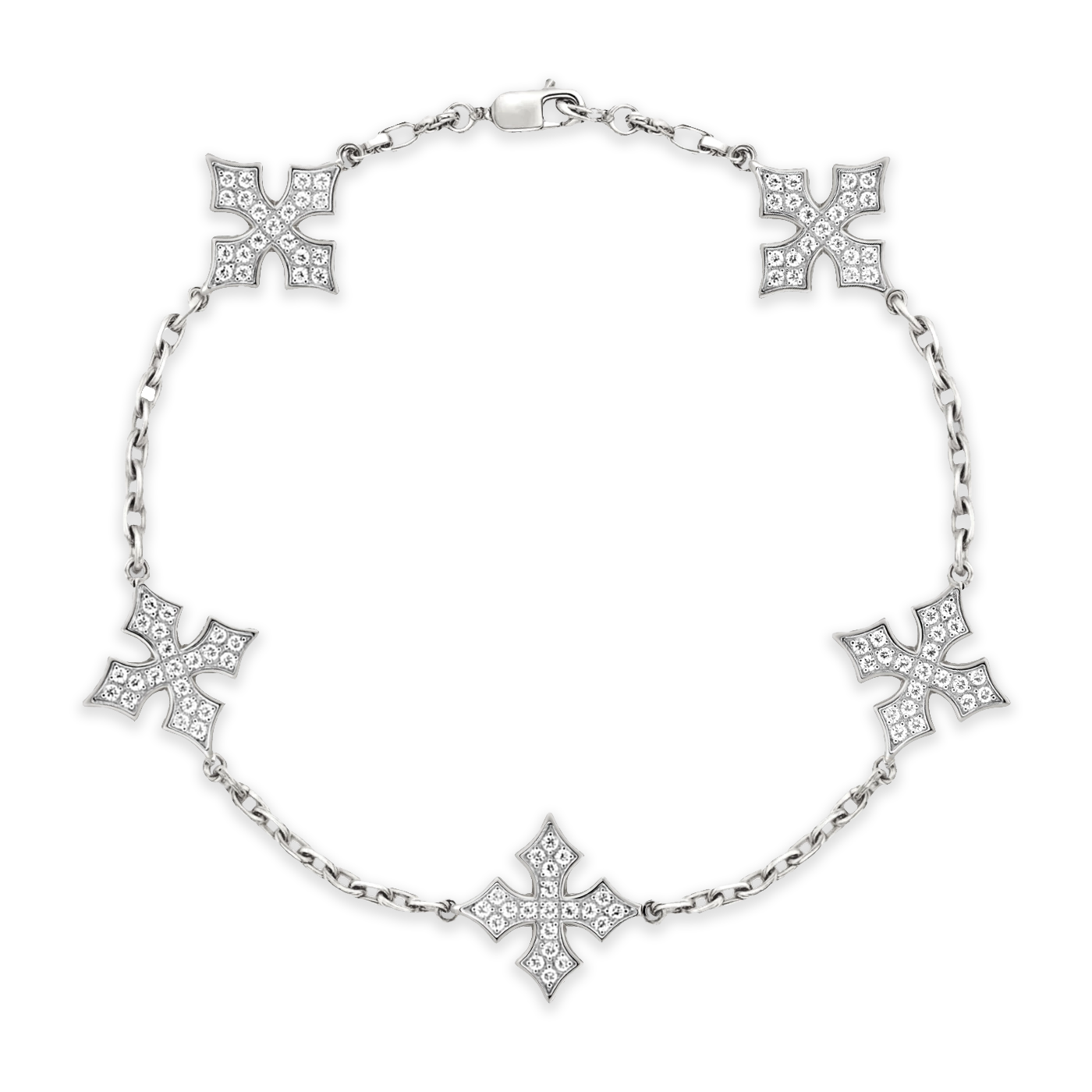 Platinum Plated Diamond Van Goth Bracelet with White Zircon premium men’s luxury bracelet front view