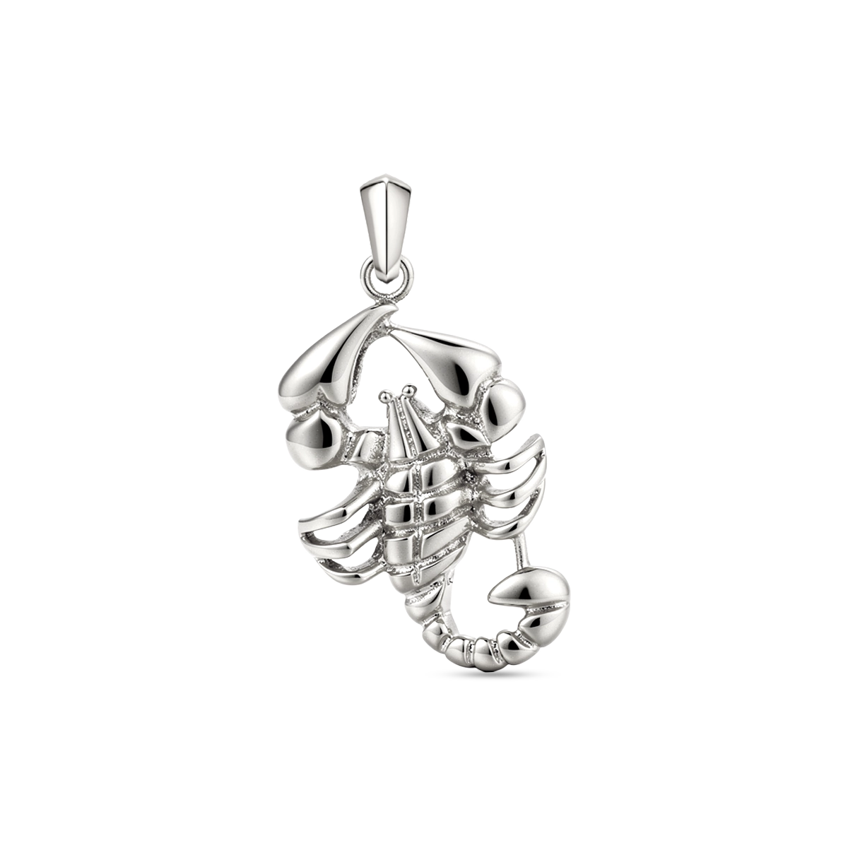 Platinum Plated Scorpion Pendant 28mm premium men’s scorpion pendant front view