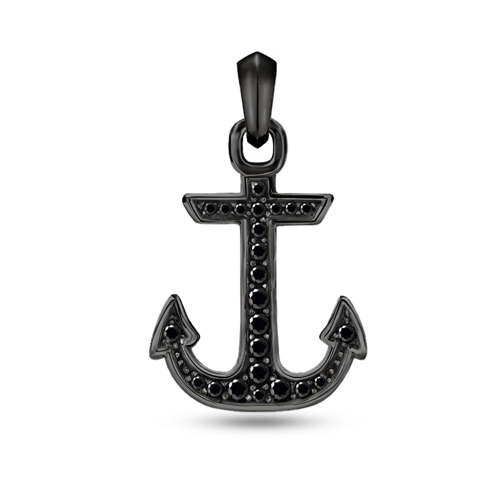 DIAMOND ANCHOR PENDANT - BLACK (38𝘮𝘮)