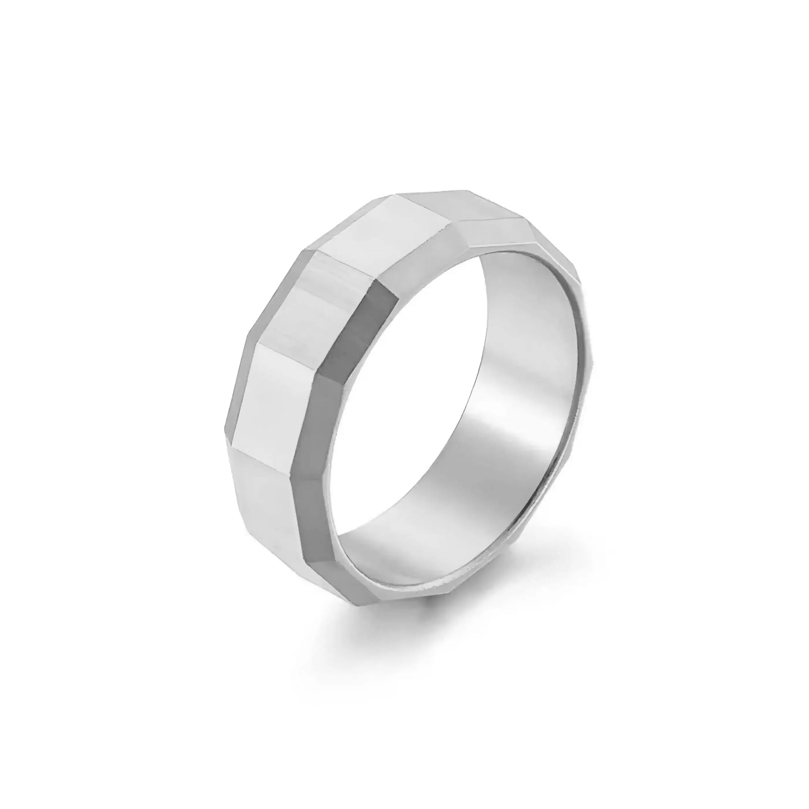 FACETED RING - WHITE GOLD