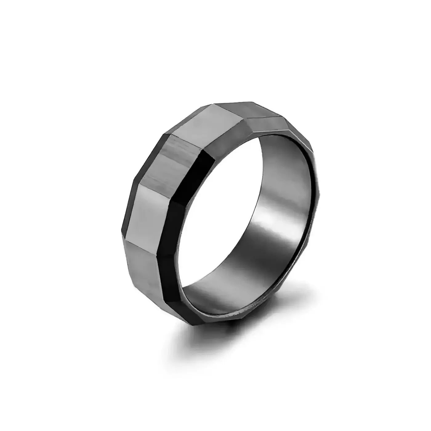 ANILLO FACETADO - NEGRO