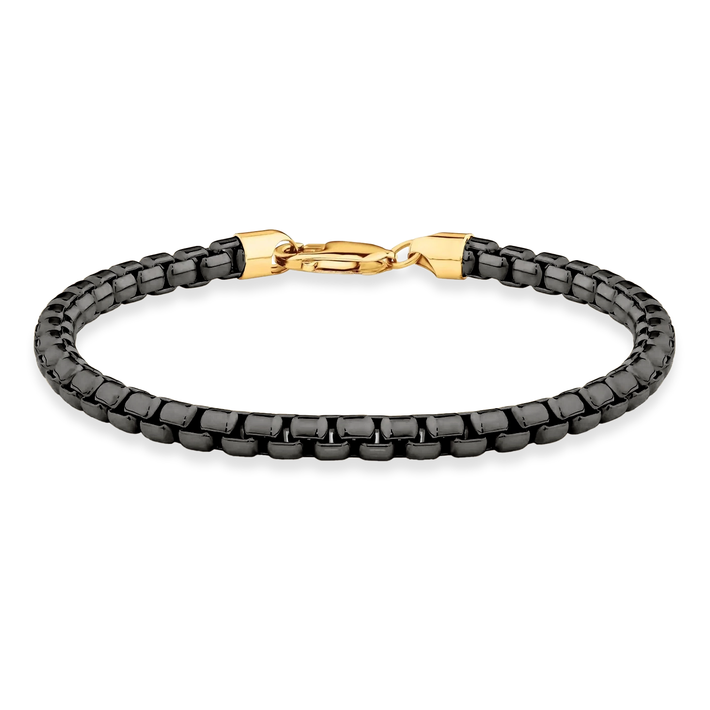 Box bracelet 5mm black rhodium plated with 18K gold for men