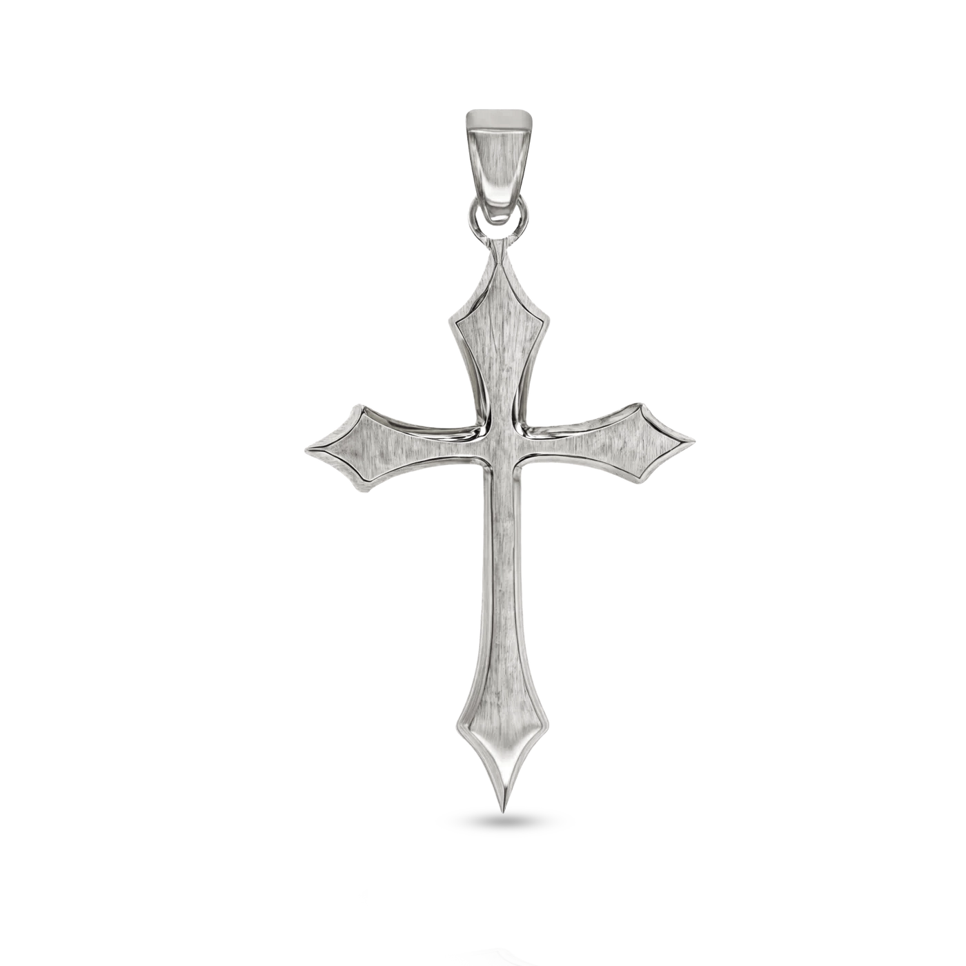 Brushed cross pendant silver 38mm for men