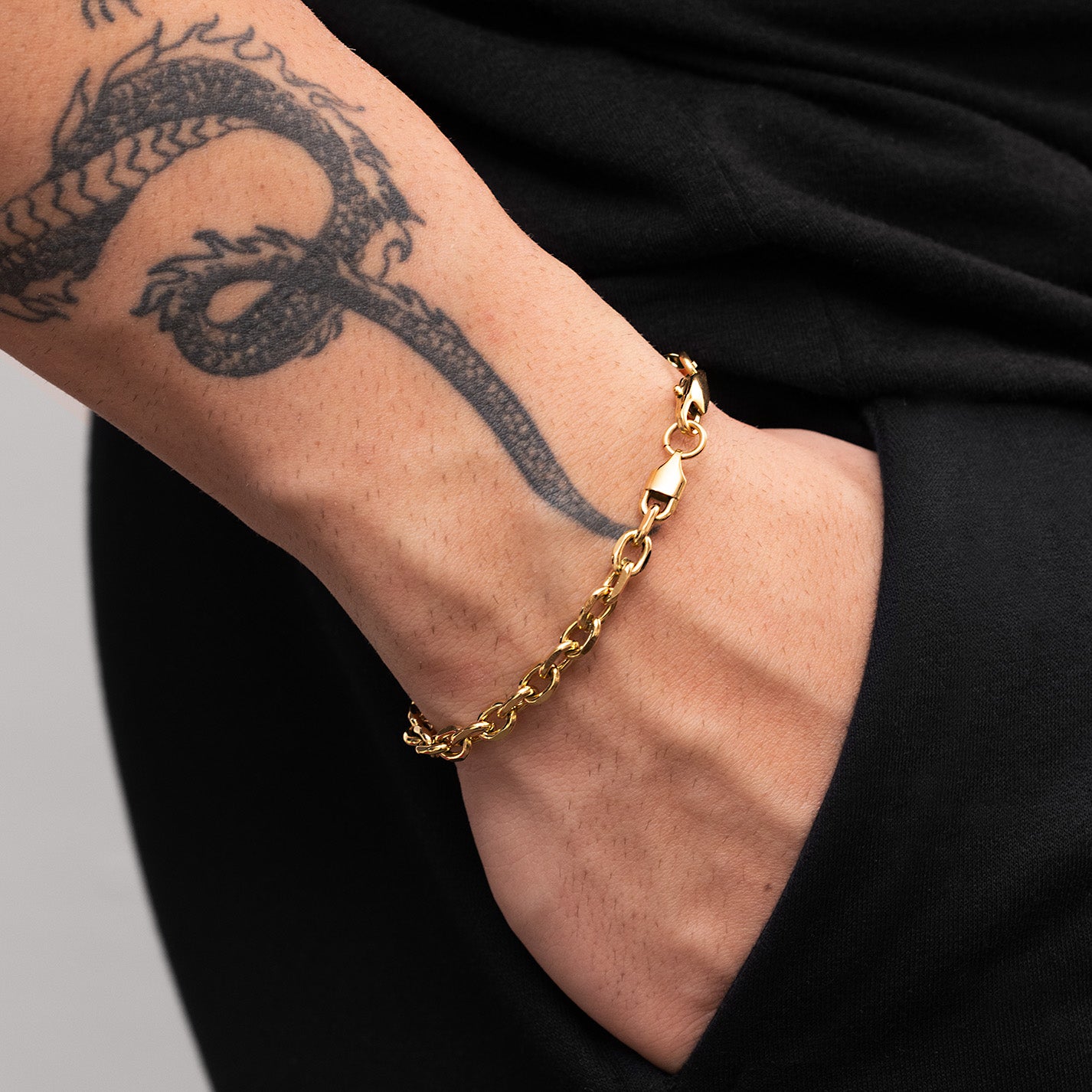 premium gold plated cable bracelet men close up