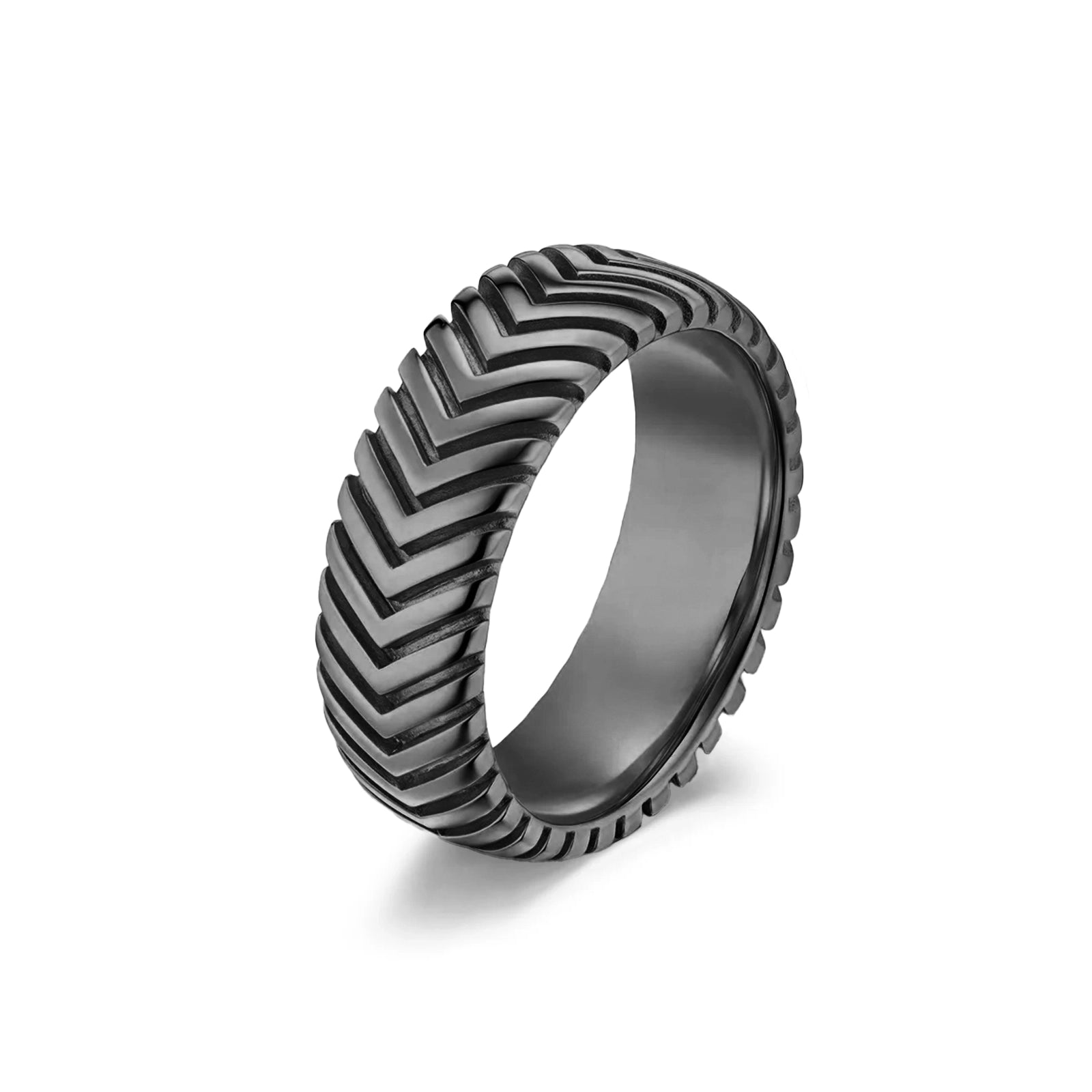 CHEVRON RING - BLACK (7𝘮𝘮)