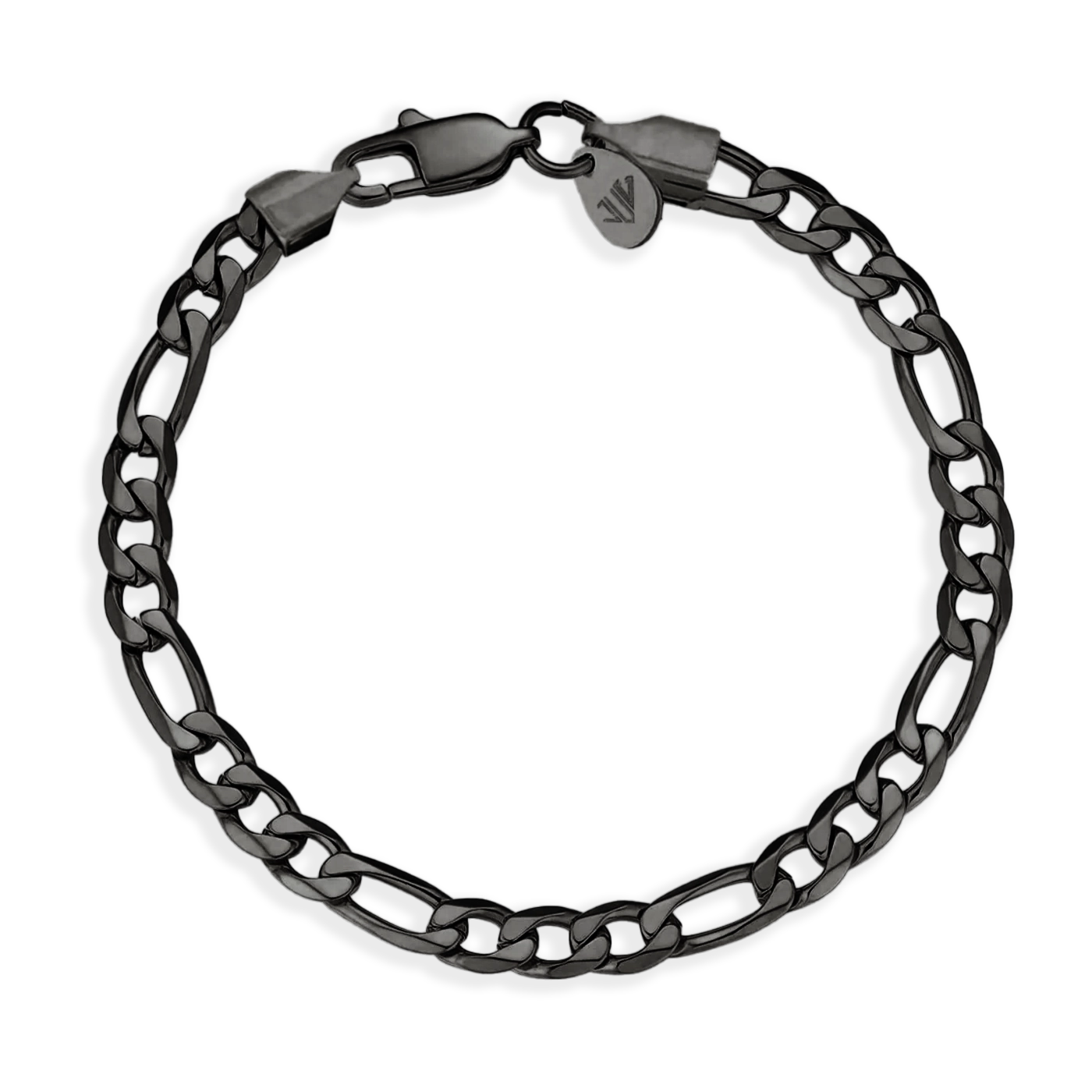 Figaro bracelet 6mm black rhodium plated for men