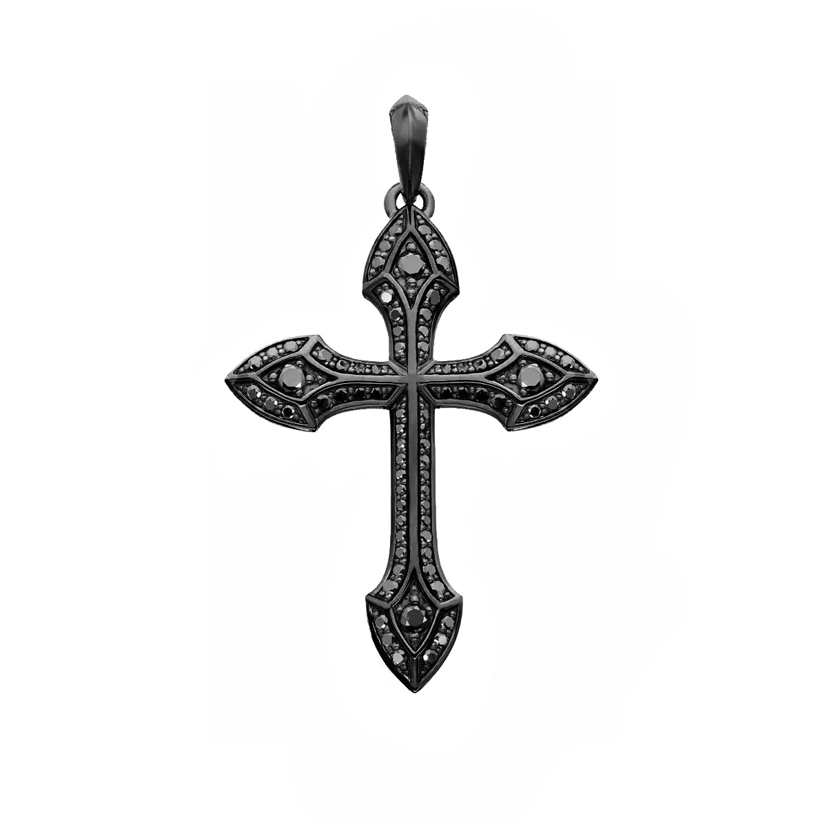 DIAMOND CROSS PENDANT - BLACK (44𝘮𝘮)