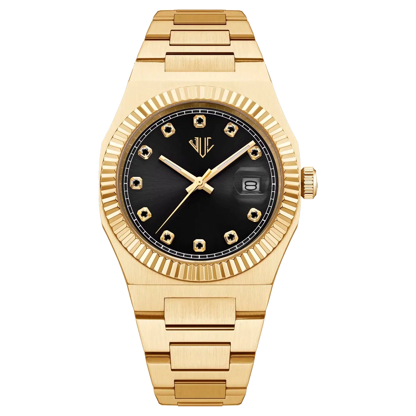 land dweller rolex design inpired
Julivno Royal Watch 40mm 18K gold plated with black zircon for men