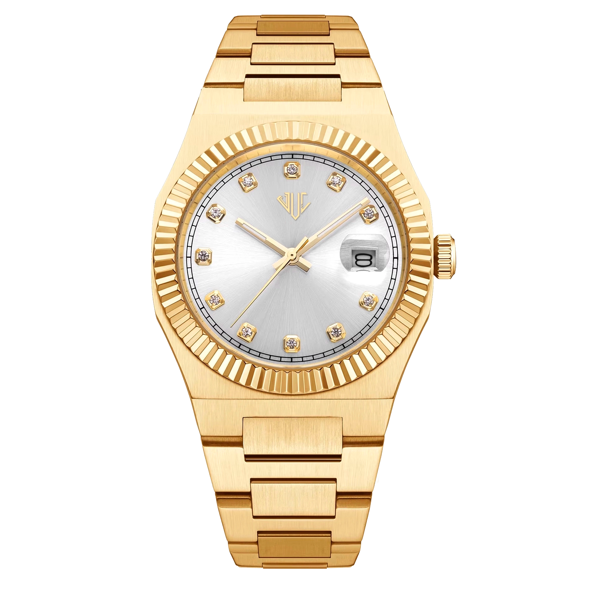 land dweller rolex design inspired
Julivno Royal Watch 40mm 18K gold plated with white zircon for men