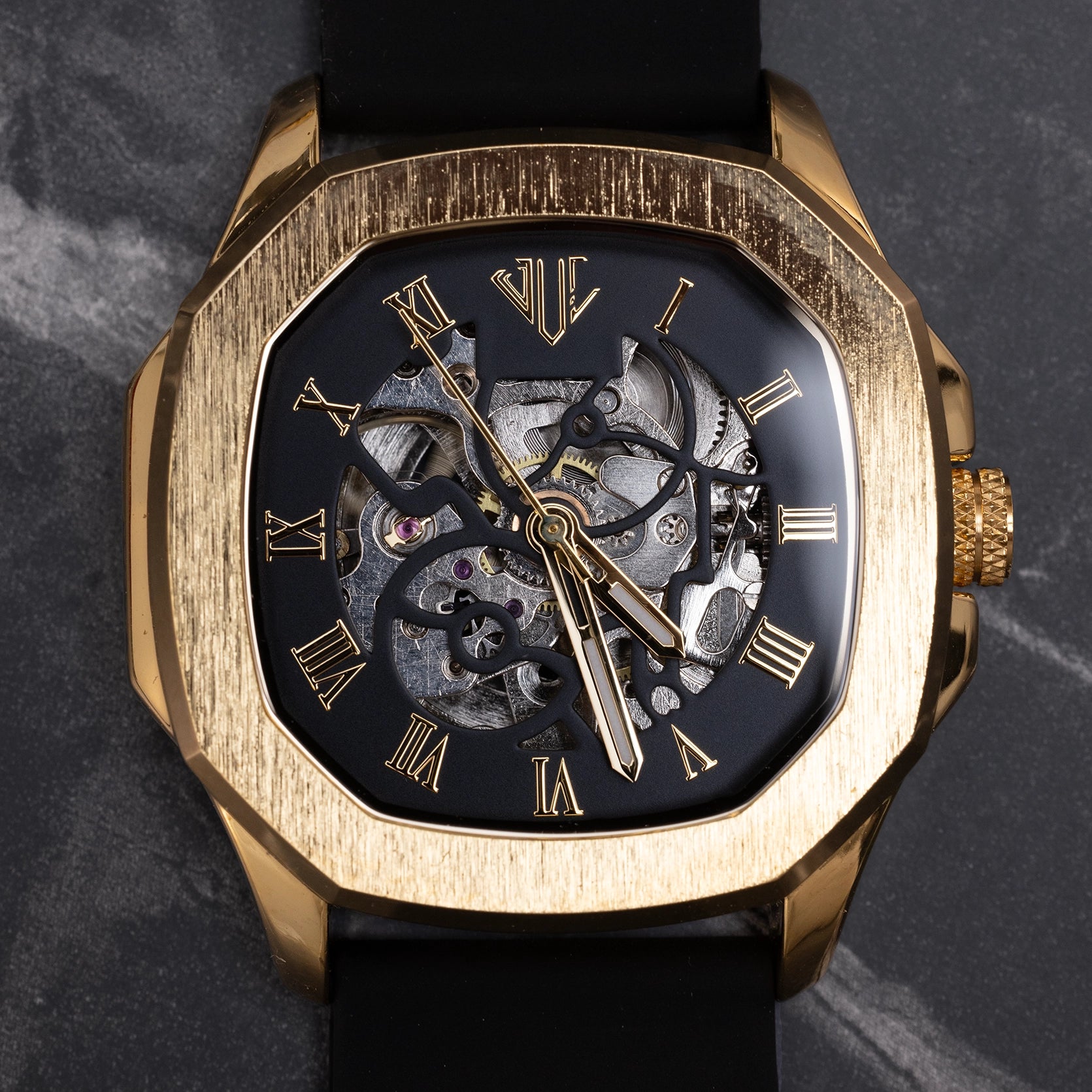 RELOJ SKELETON JULIVNO - NEGRO/ORO