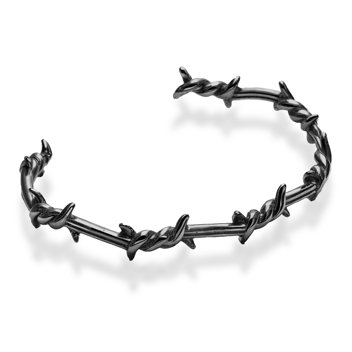 Premium men’s black rhodium thorns cuff bracelet with sculpted design