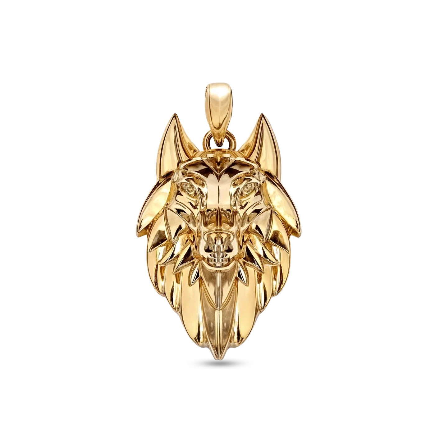 Wolf pendant 18K gold plated 34mm for men
